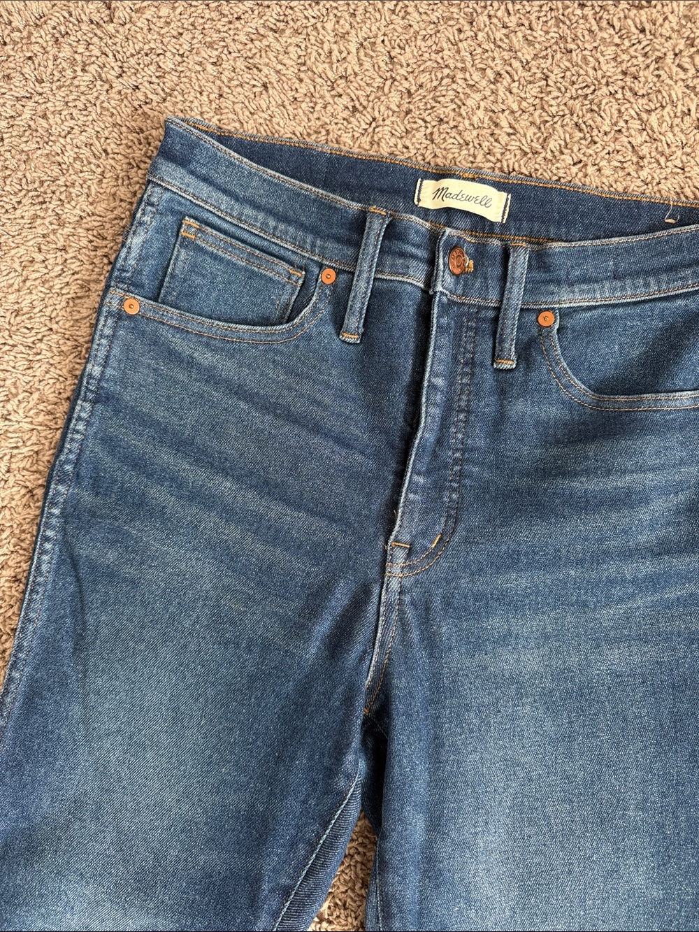 Madewell Women's Dark Blue High-Rise Straight Jeans